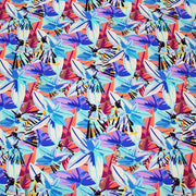 A flat sample of Geometric Flowers Printed Spandex.