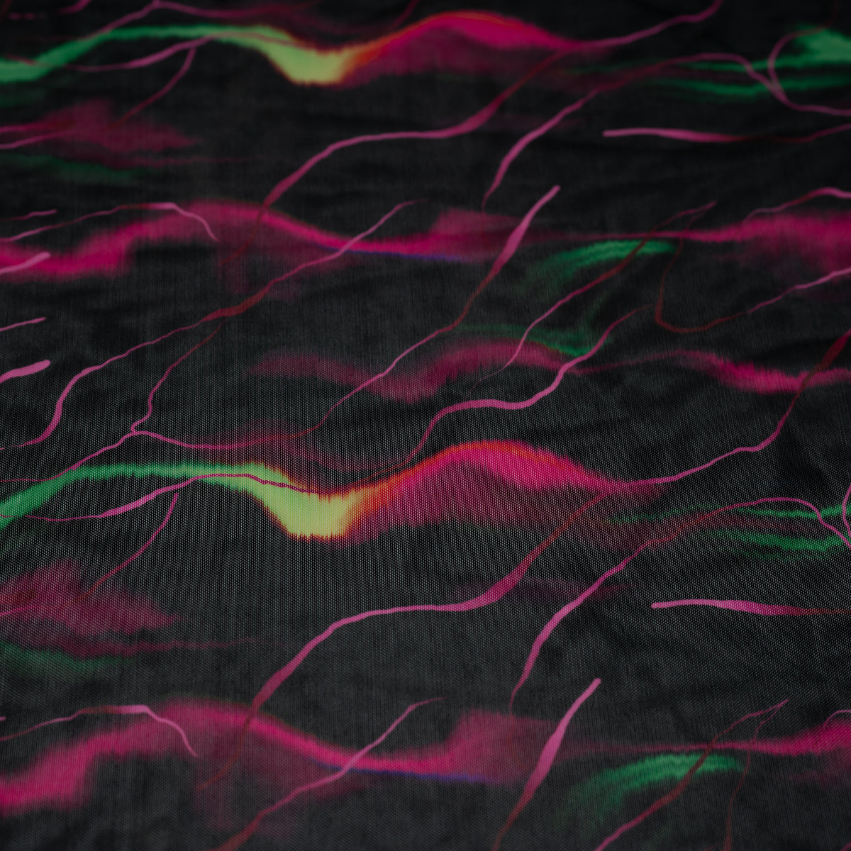 Detailed shot of Neon Northern Lights Printed Power Mesh 