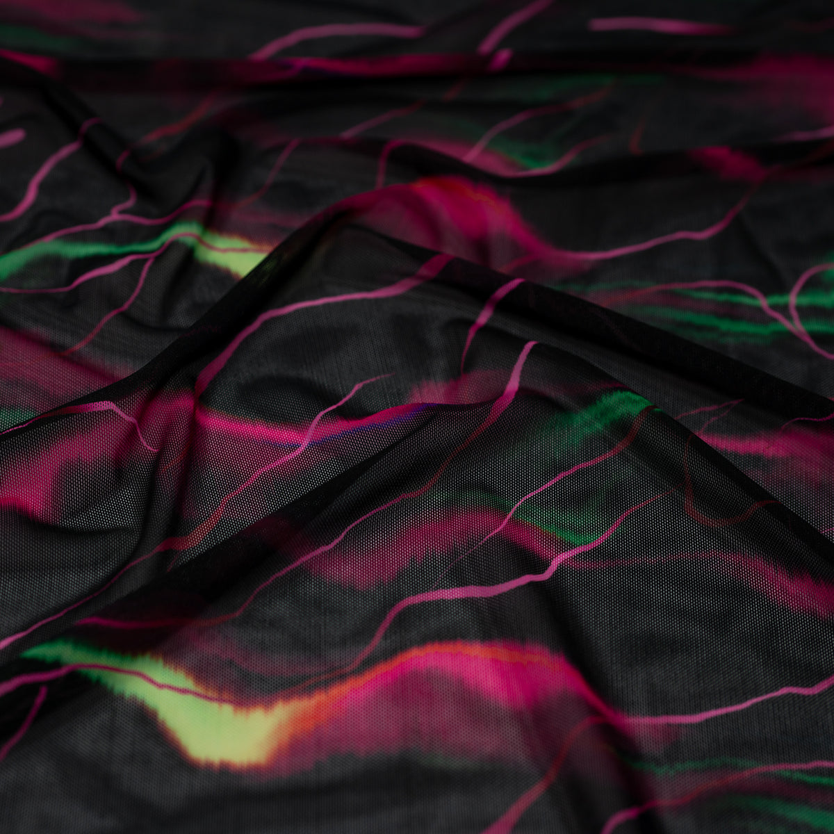 Detailed shot of Neon Northern Lights Printed Power Mesh