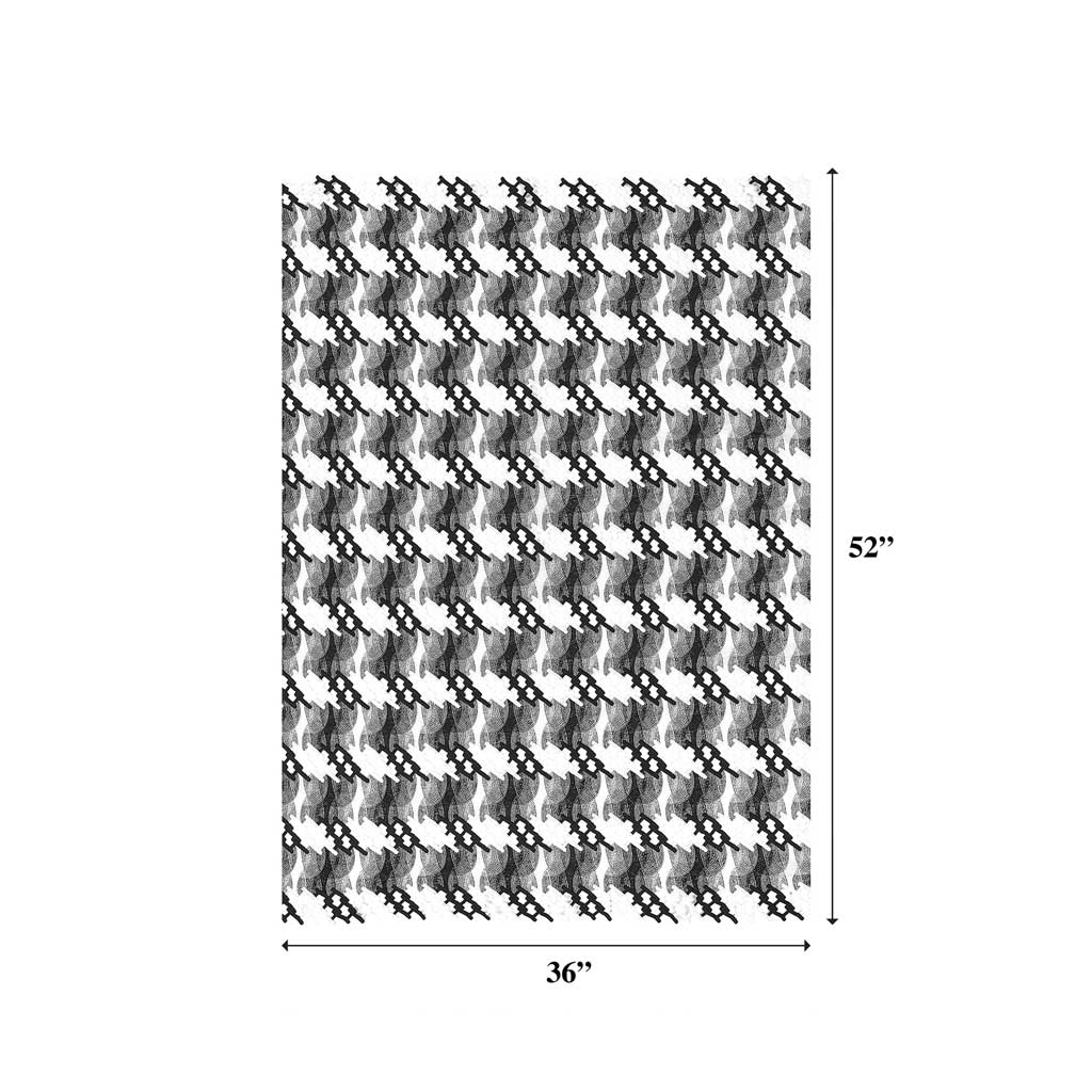 A measured sample of pixel mechanical lace in the color black-white.