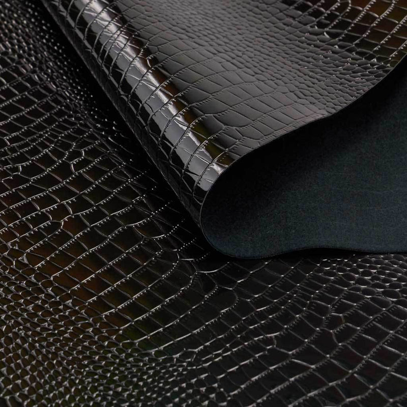 Shiny Navy Crocodile Vinyl Fabric